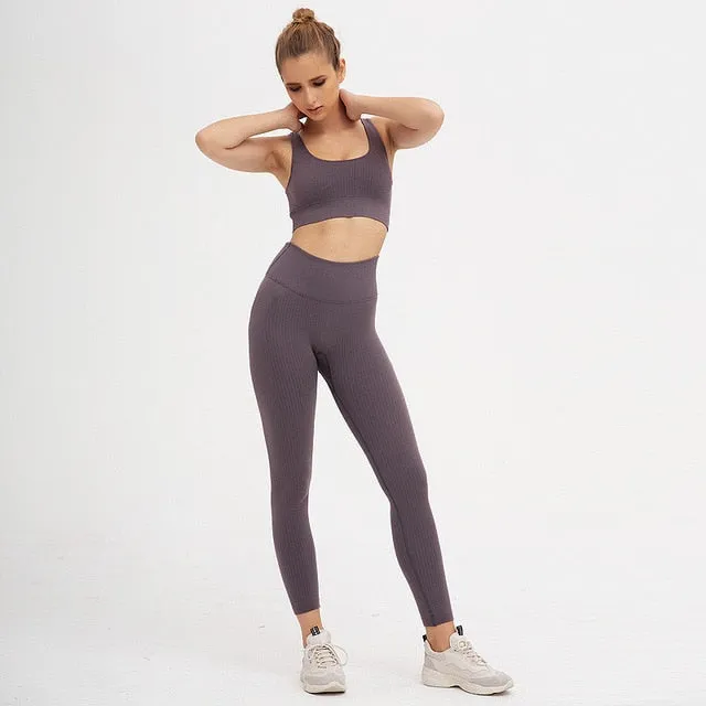 2 Piece Set Workout Clothes for Women Sports Bra and Leggings Set Sports Wear for Women Gym Clothing Athletic Fitness Set
