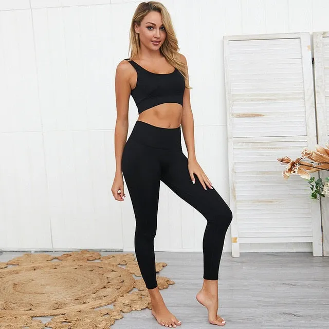 2 Piece Set Workout Clothes for Women Sports Bra and Leggings Set Sports Wear for Women Gym Clothing Athletic Fitness Set