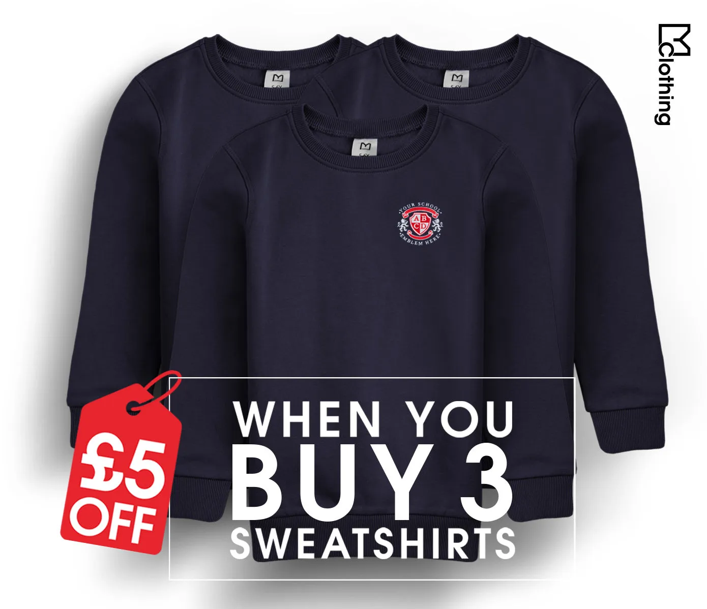 3 Pack - Round Neck Sweatshirt - Navy