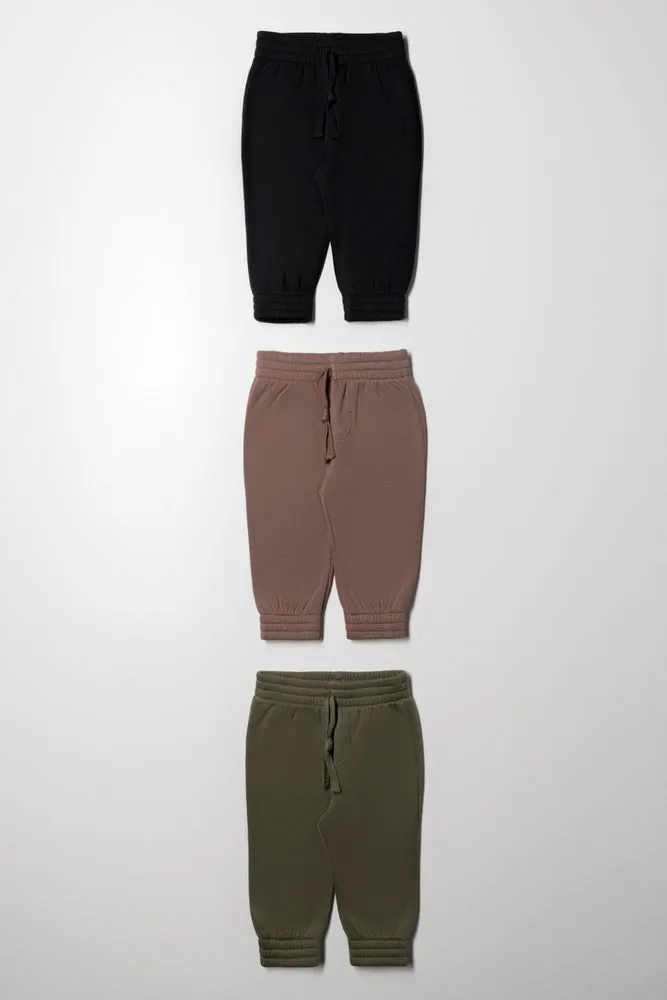 3 Pack Track Pants Green, Natural And Black