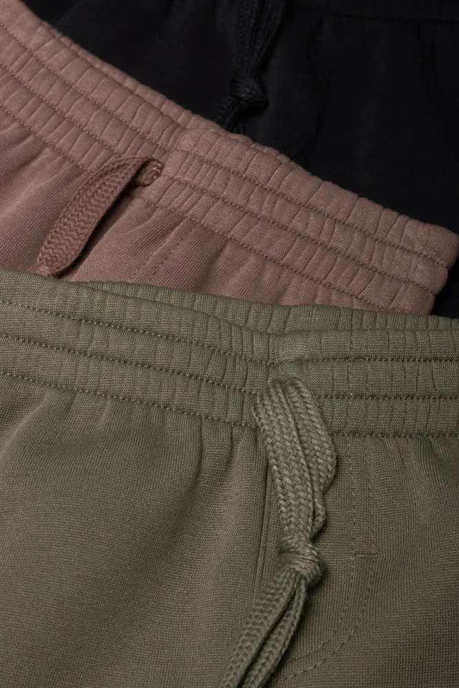 3 Pack Track Pants Green, Natural And Black