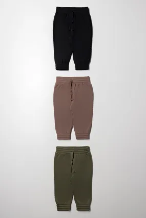 3 Pack Track Pants Green, Natural And Black