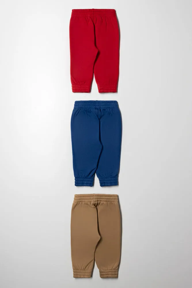 3 Pack Track Pants Red, Natural And Blue