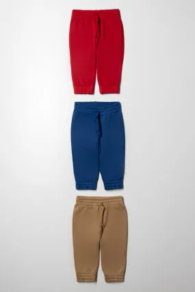 3 Pack Track Pants Red, Natural And Blue