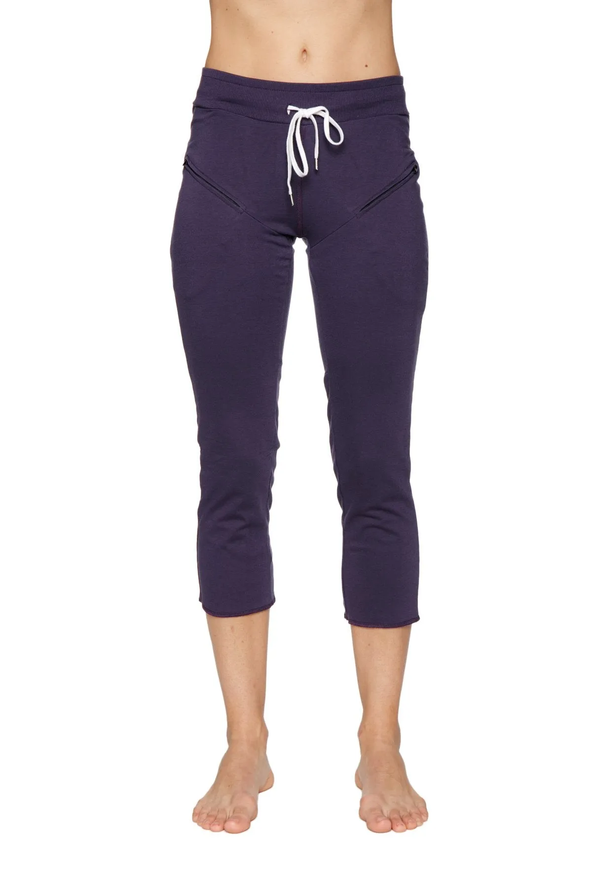 4/5 Length Zipper Pocket Capri Yoga Pant (Eggplant)