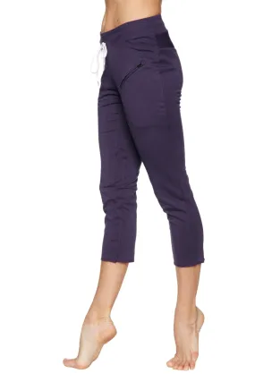 4/5 Length Zipper Pocket Capri Yoga Pant (Eggplant)