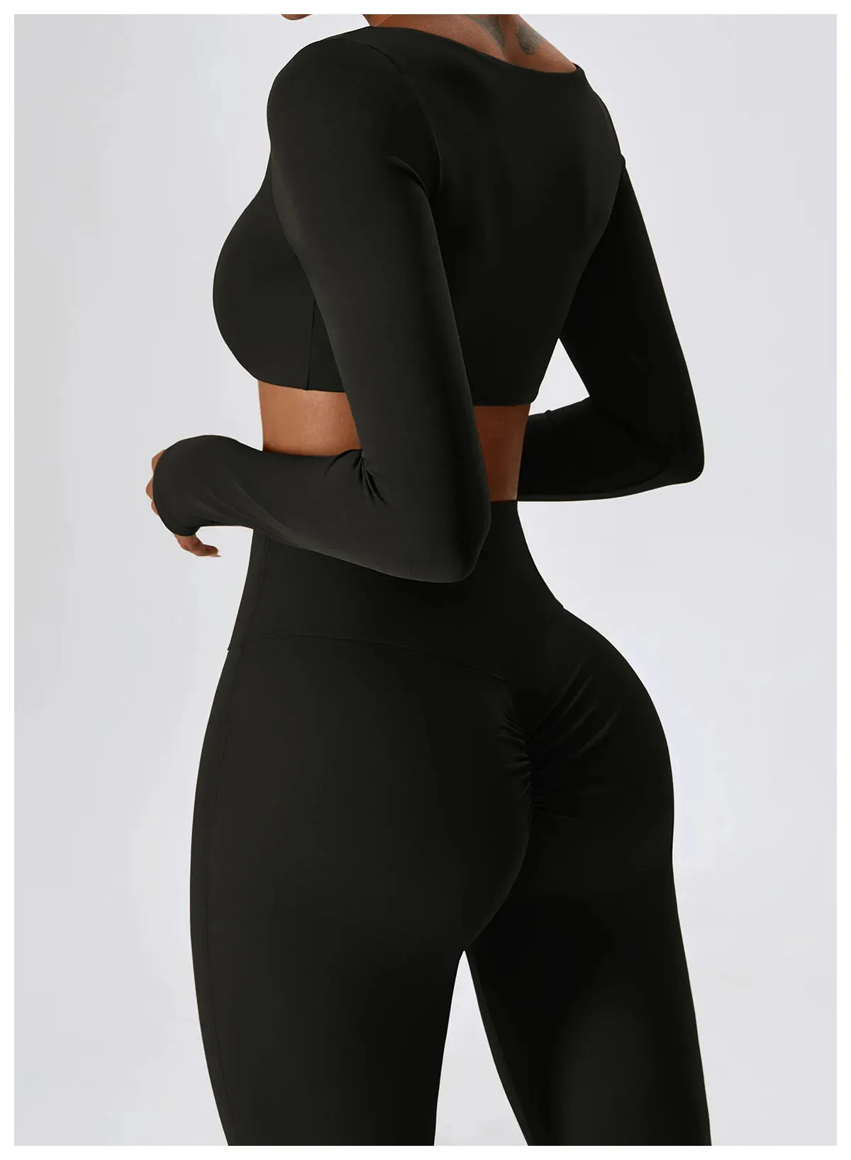 A&A Flexi Flare Scrunch Leggings & Long Sleeve Crop Top Set