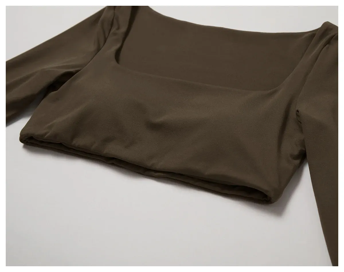 A&A Flexi Flare Scrunch Leggings & Long Sleeve Crop Top Set
