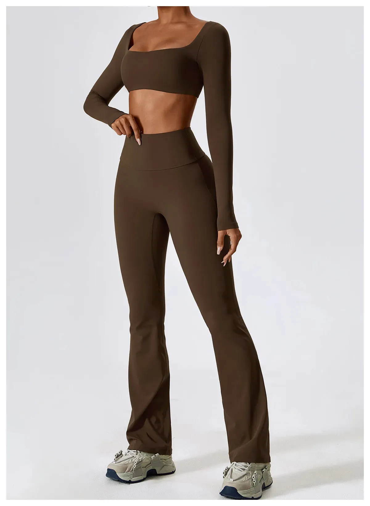 A&A Flexi Flare Scrunch Leggings & Long Sleeve Crop Top Set