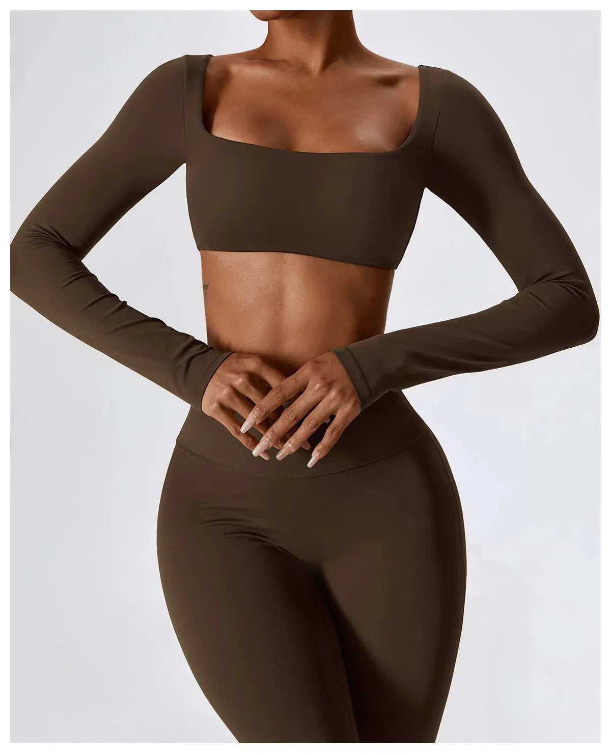 A&A Flexi Flare Scrunch Leggings & Long Sleeve Crop Top Set