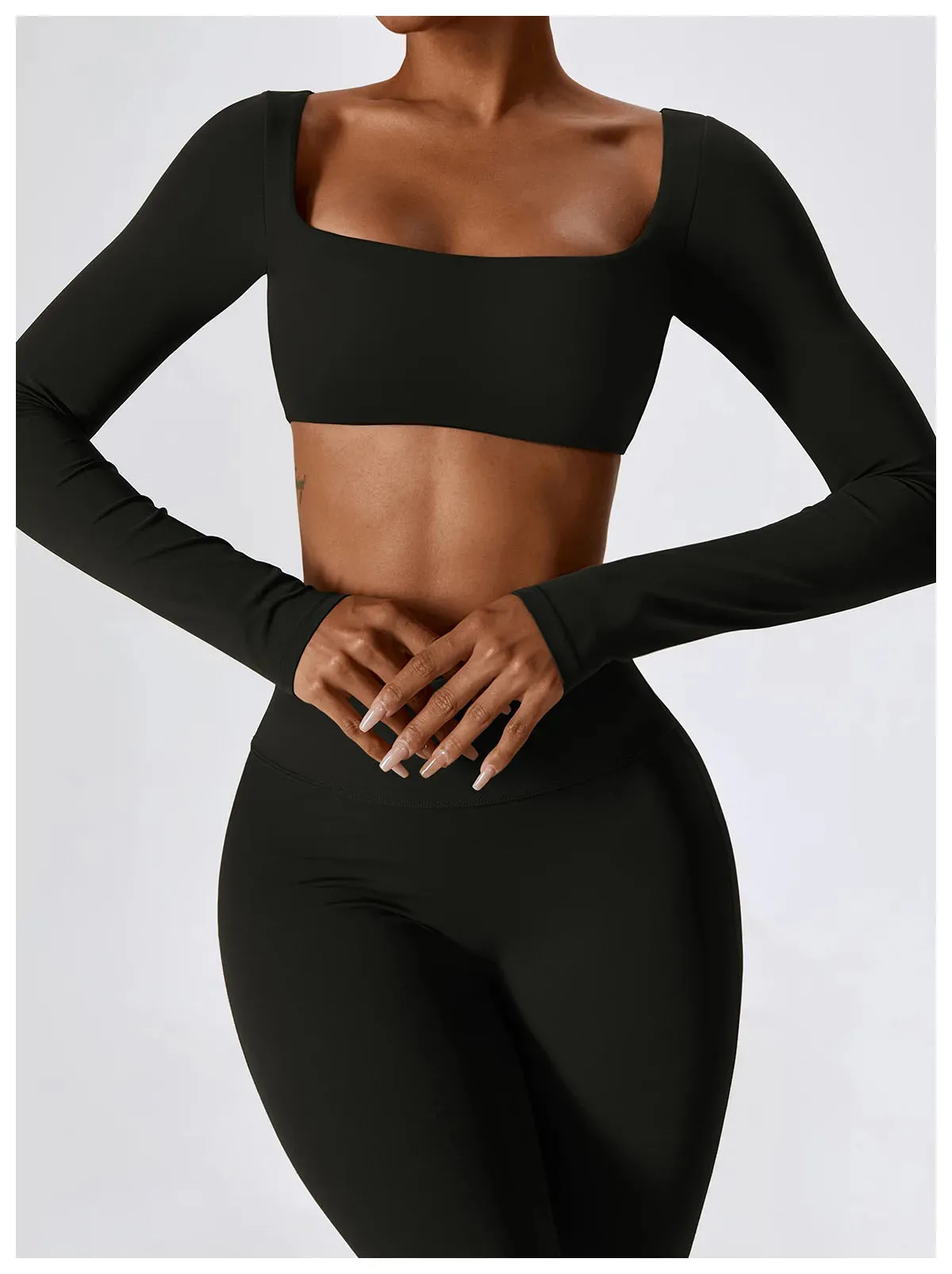 A&A Flexi Flare Scrunch Leggings & Long Sleeve Crop Top Set