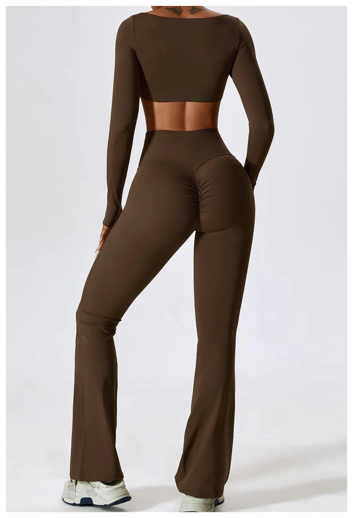 A&A Flexi Flare Scrunch Leggings & Long Sleeve Crop Top Set