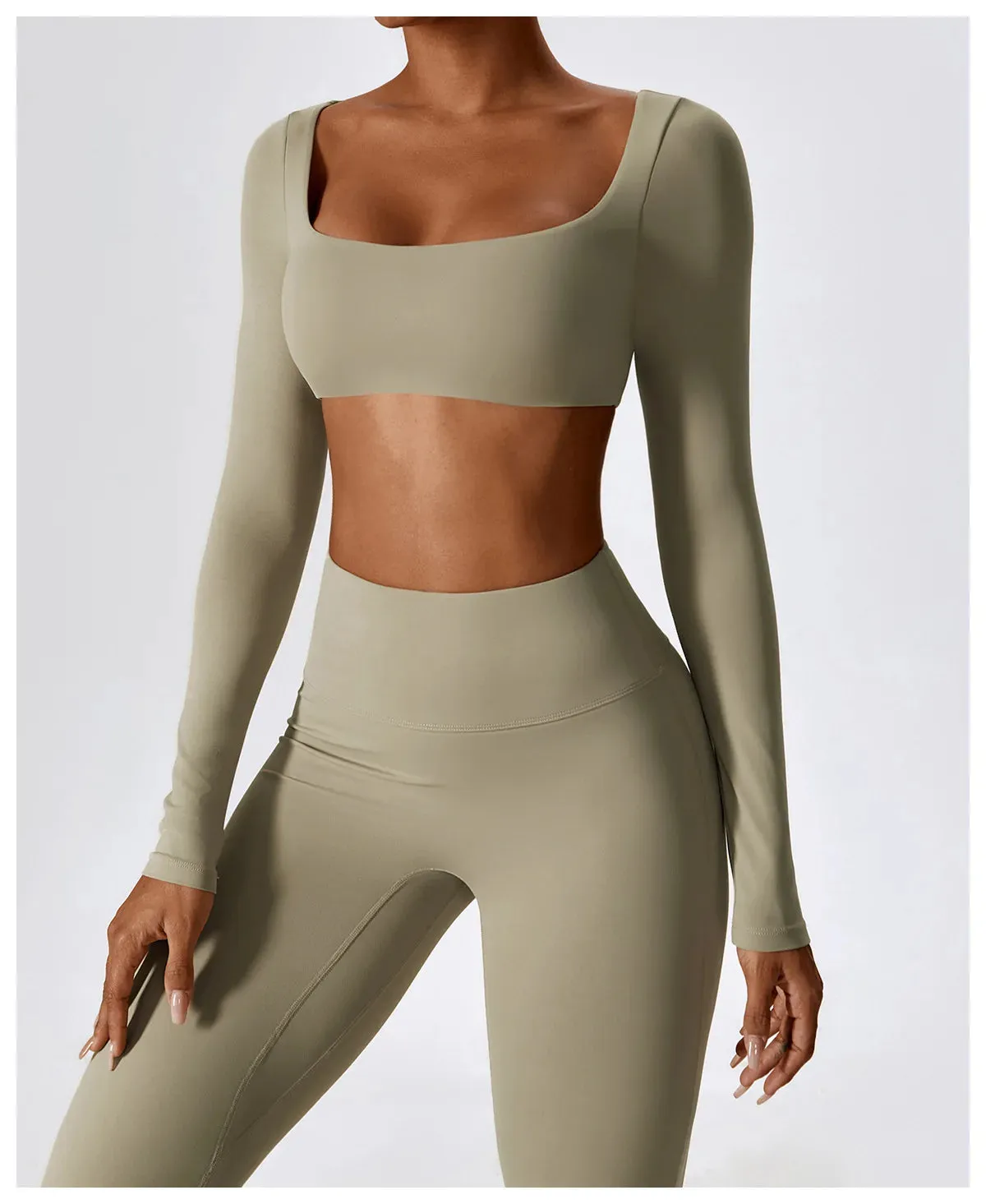 A&A Flexi Flare Scrunch Leggings & Long Sleeve Crop Top Set