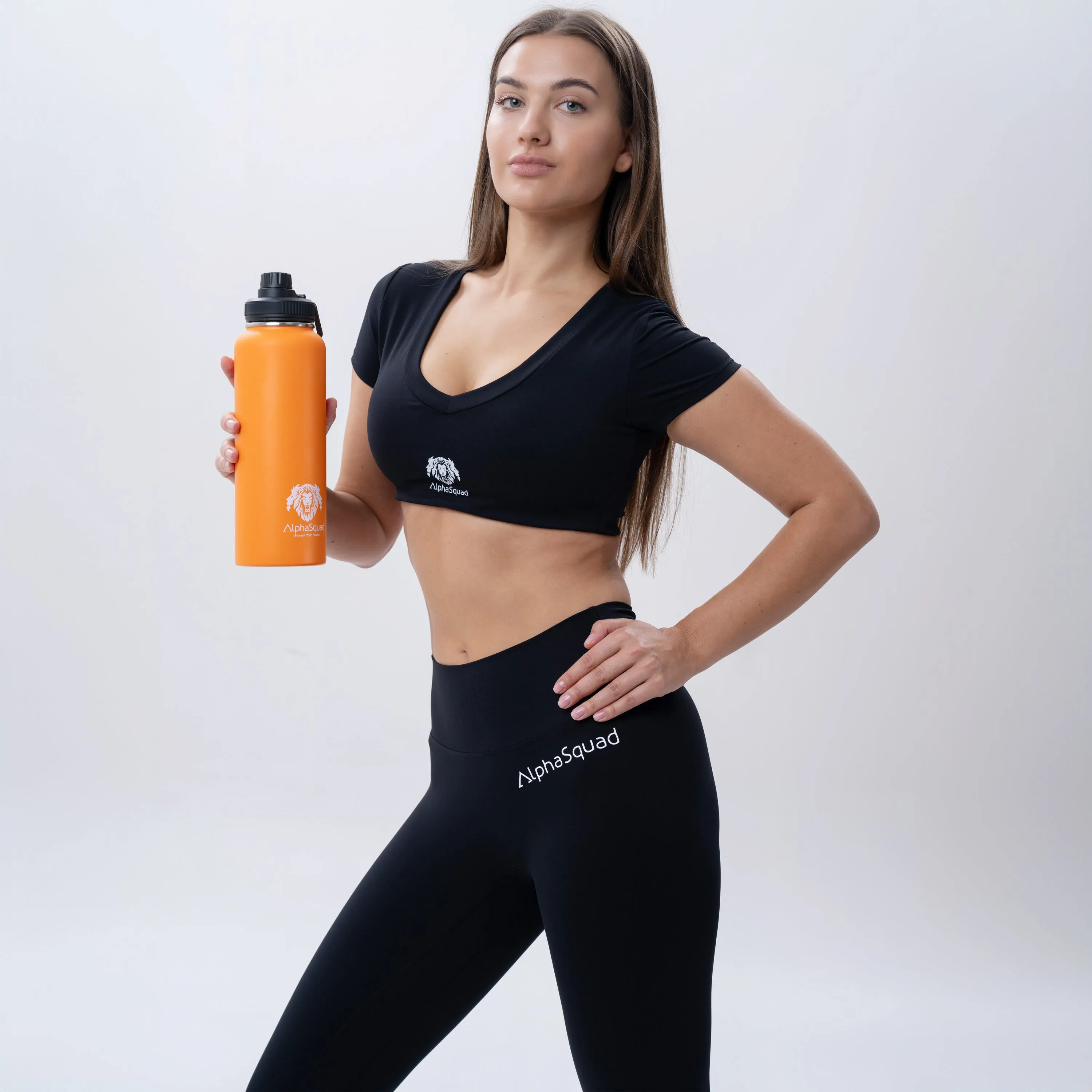 AlphaSquad Workout Sets for Women, Gym Outfits Brushed Fabric Seamless Crop Tank & High Waist Leggings Jump Suit Set