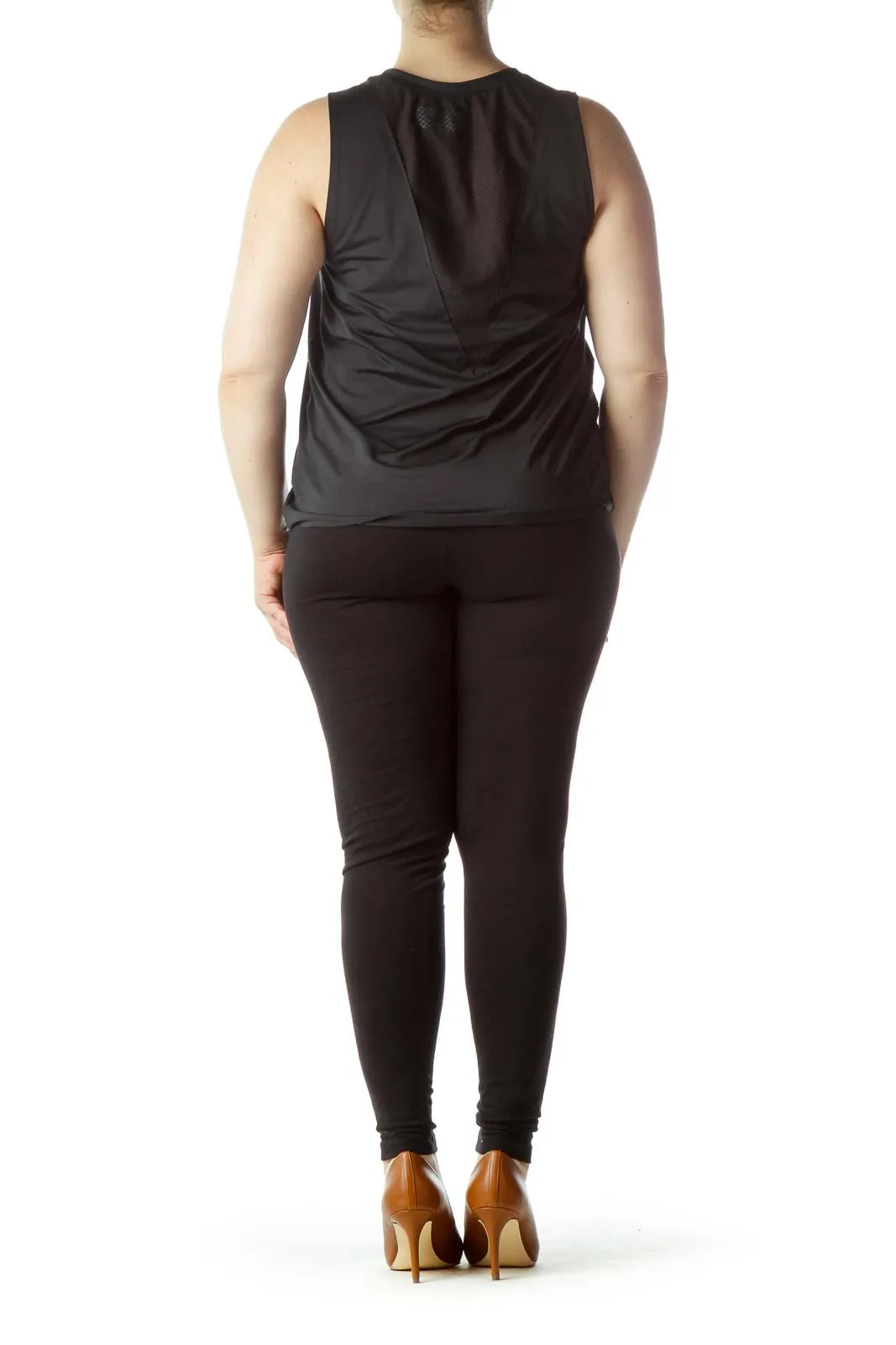 Black Round Neck Sleeveless Yoga Top
