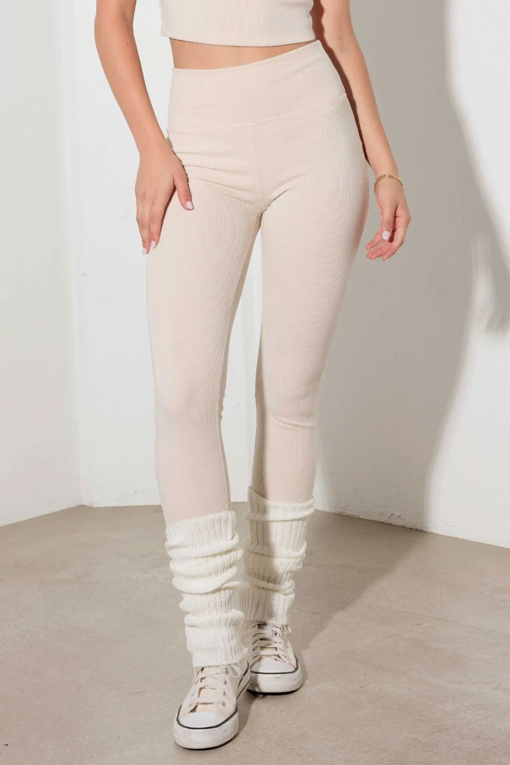 Blue Zone Planet |  Le Lis Ribbed Crop Cami and High Waist Brushed Leggings Set