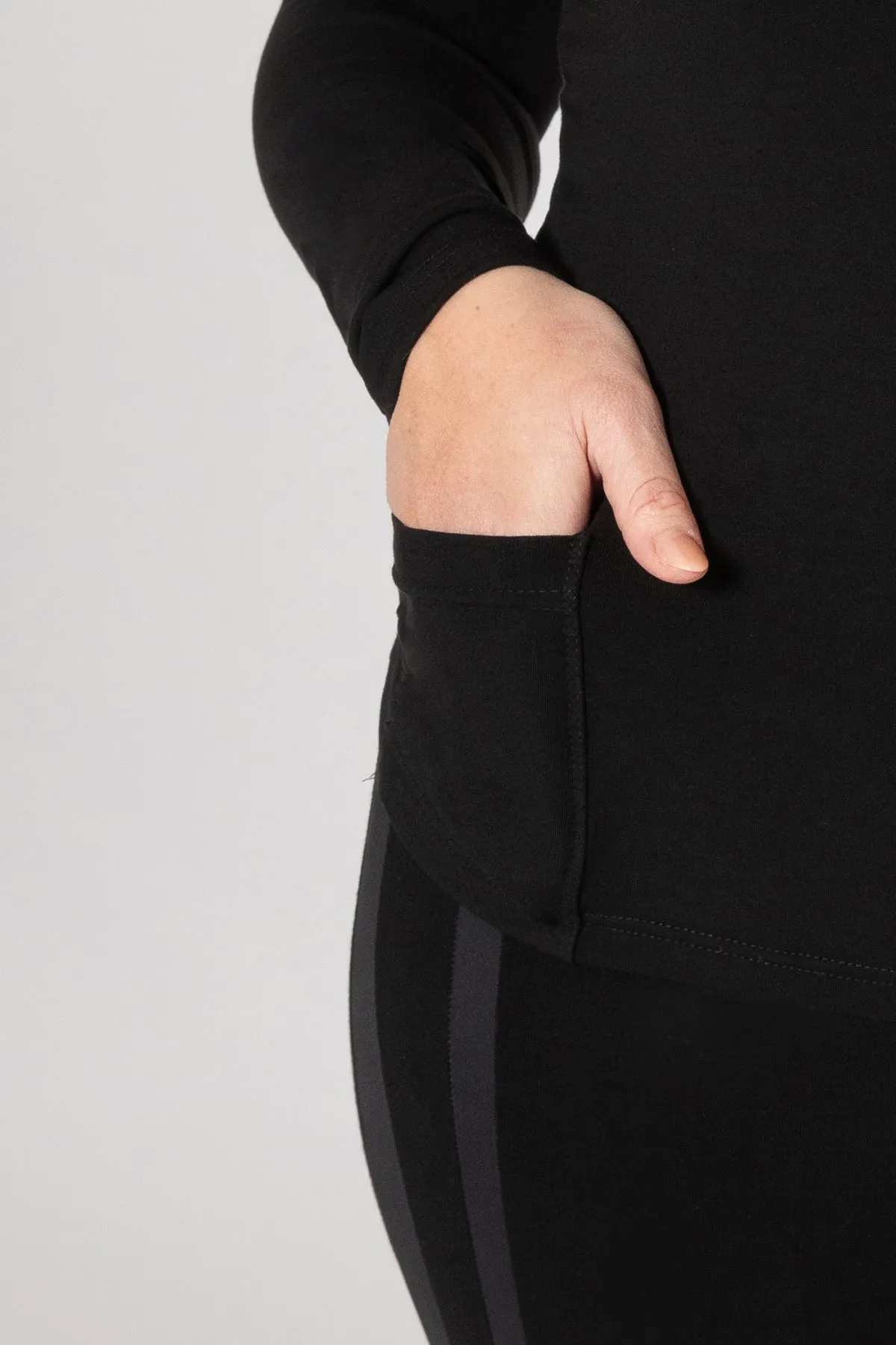 Body Sculpt Long Sleeve Full Length Top with Pocket & Built-In Bra Black