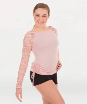 Body Wrappers Tween Long Sleeve Pullover w- Lace Sleeves