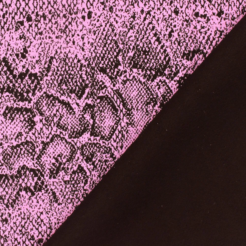 Cosmic Pink-Black Famous Maker Stretch Reptile Jacquard Yoga Knit Fabric