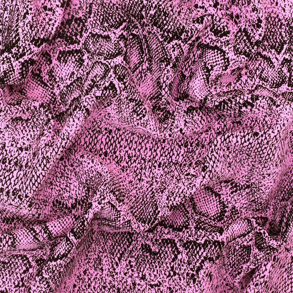 Cosmic Pink-Black Famous Maker Stretch Reptile Jacquard Yoga Knit Fabric
