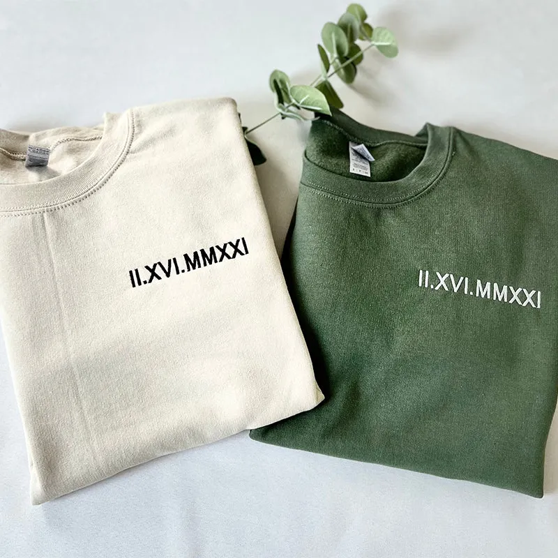 Custom Embroidered Roman Numeral Date Couple‘s’ Hoodie
