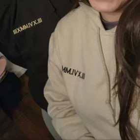 Custom Embroidered Roman Numeral Date Couple‘s’ Hoodie