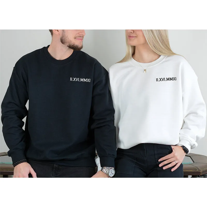 Custom Embroidered Roman Numeral Date Couple‘s’ Hoodie