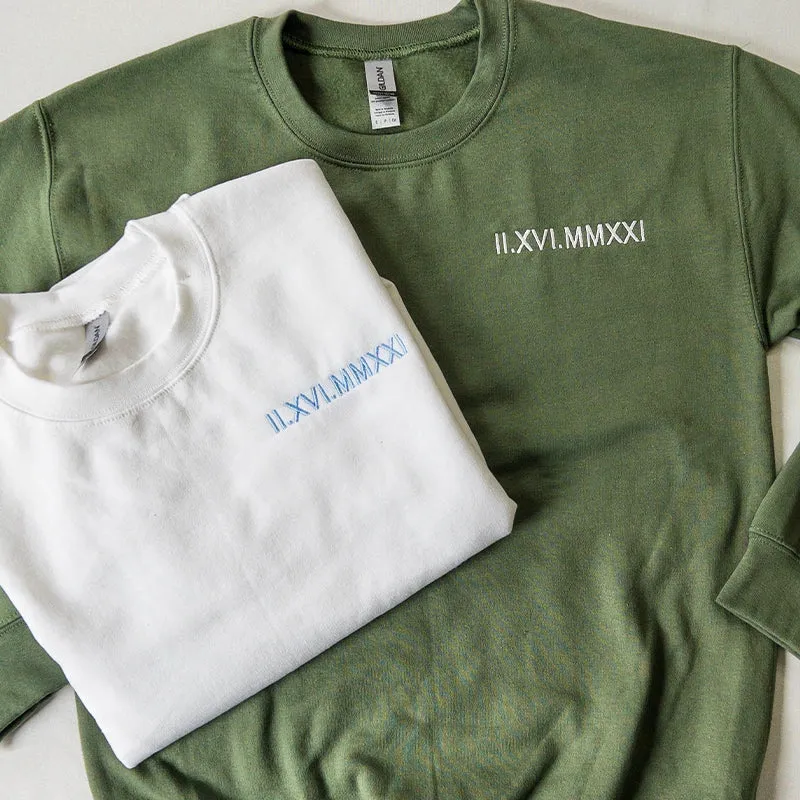 Custom Embroidered Roman Numeral Date Couple‘s’ Hoodie