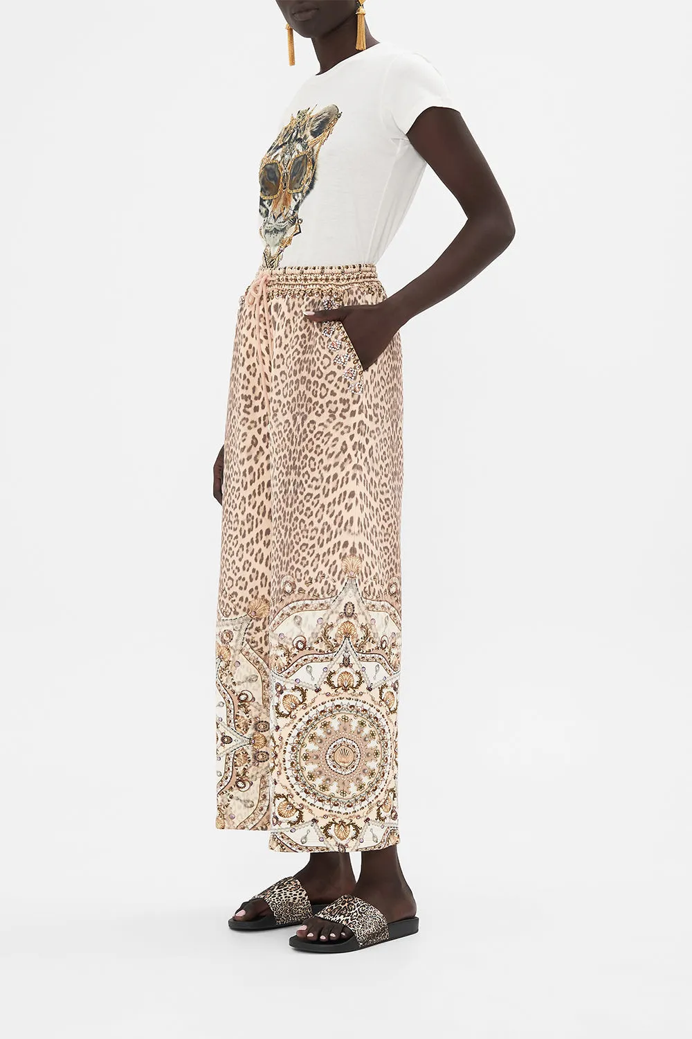 EMBELLISHED STRAIGHT LEG TRACK PANT GROTTO GODDESS