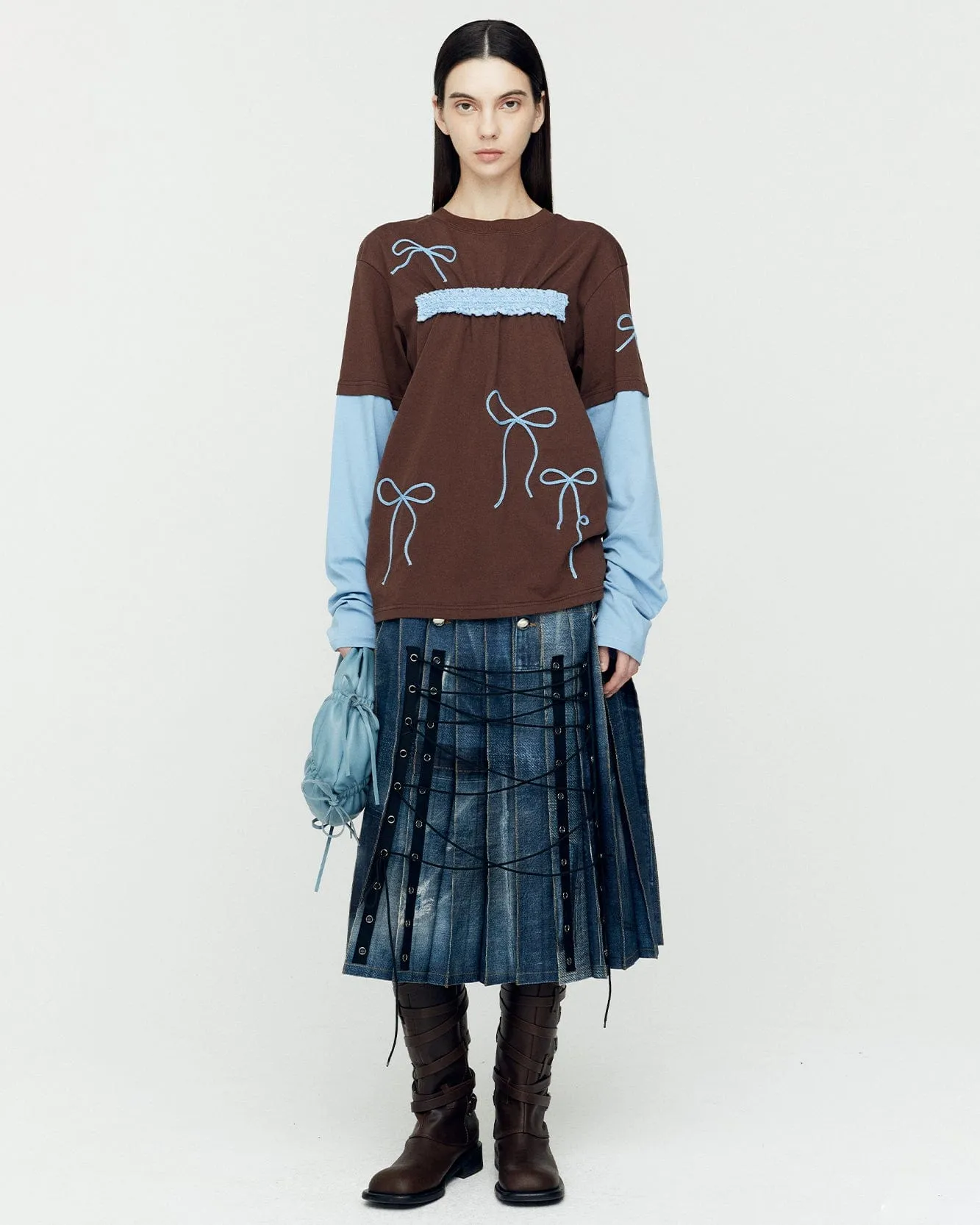 (ESSENTIAL) FRILL T-SHIRTS atb1209w(BROWN)