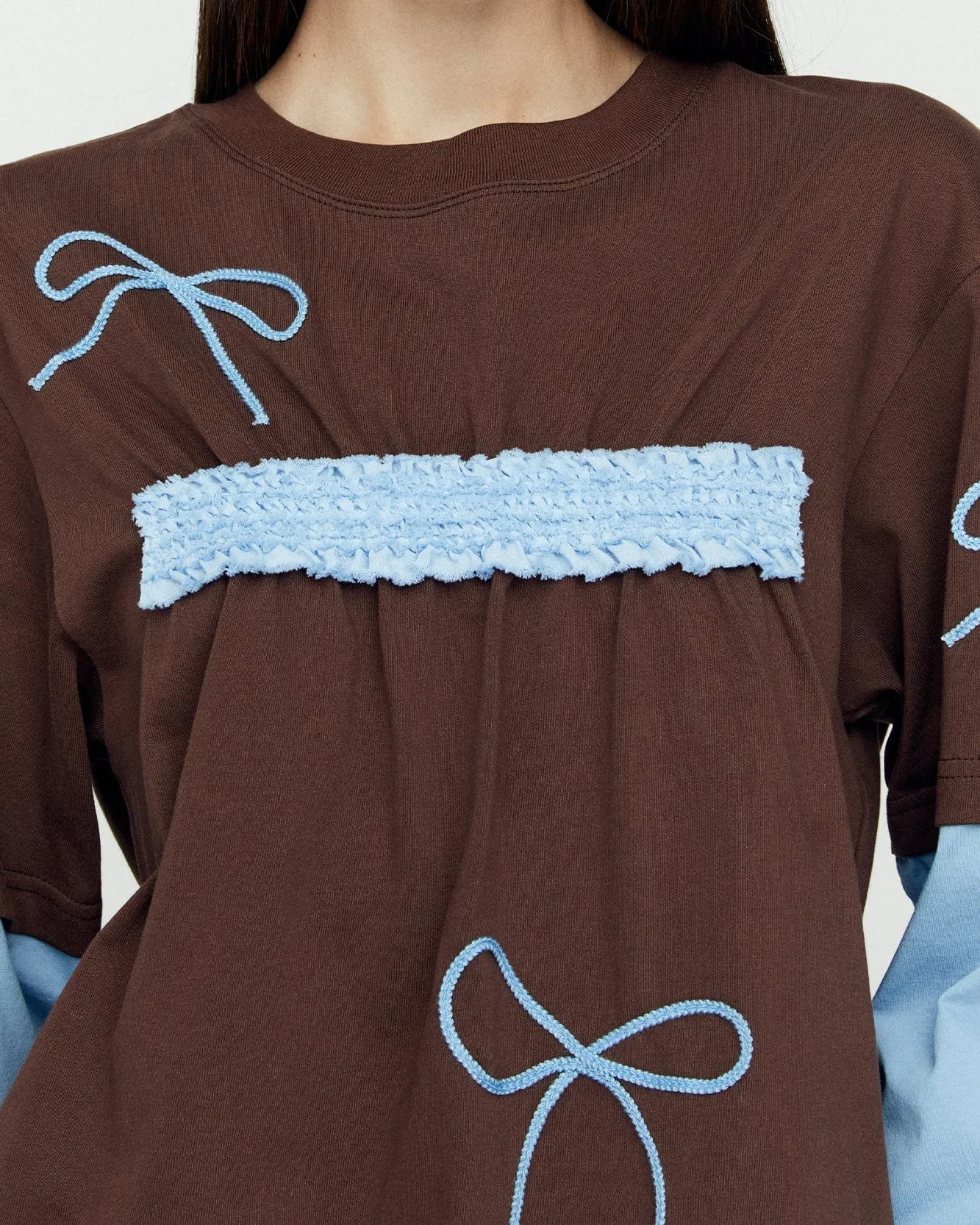 (ESSENTIAL) FRILL T-SHIRTS atb1209w(BROWN)
