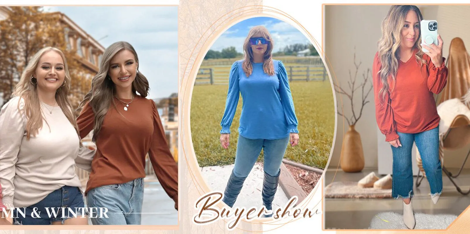 Fantaslook Blouses for Women Dressy Puff Sleeve Tunic Tops Casual Fall Shirts