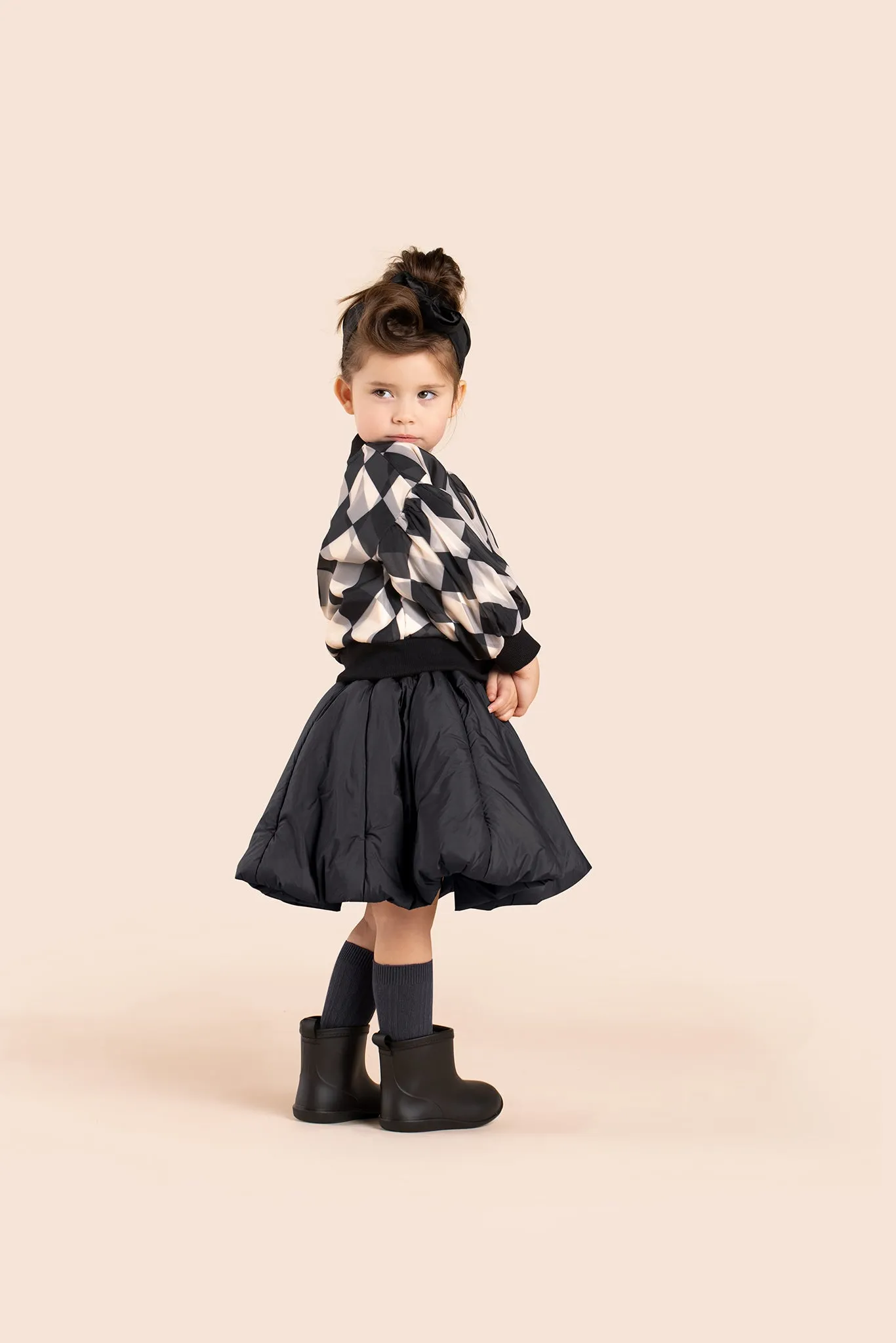 Girls Organza & Terry Sweatshirt l Black
