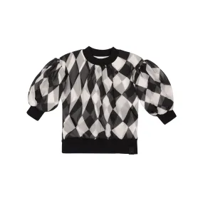 Girls Organza & Terry Sweatshirt l Black
