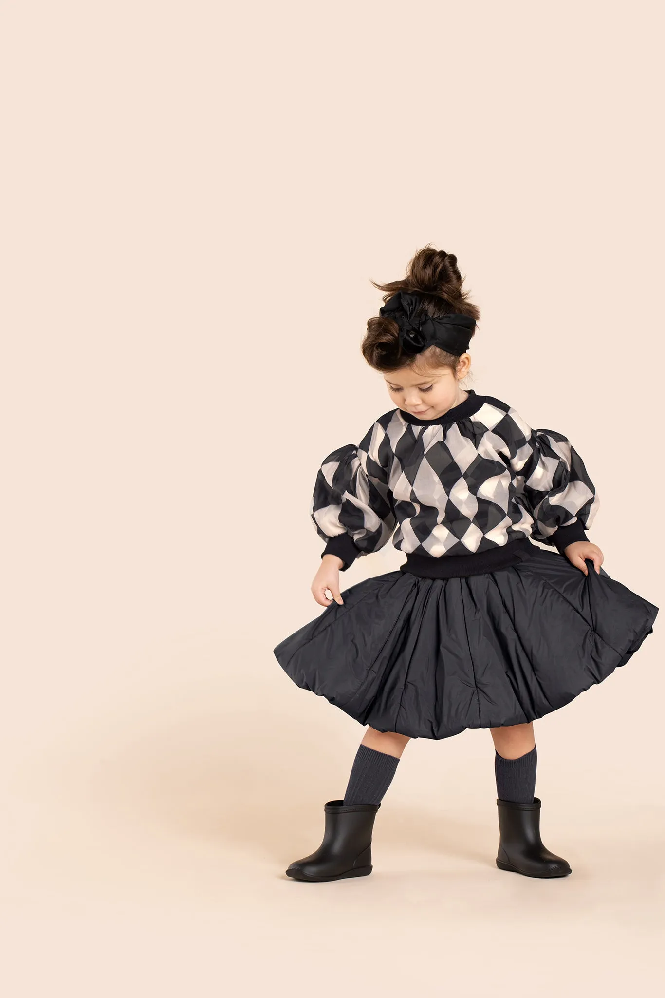 Girls Organza & Terry Sweatshirt l Black