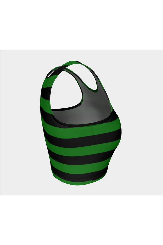 Green & Black Striped Athletic Top