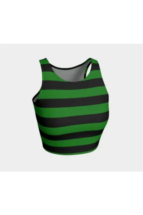 Green & Black Striped Athletic Top