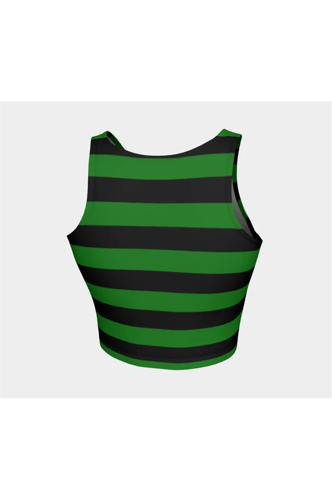 Green & Black Striped Athletic Top