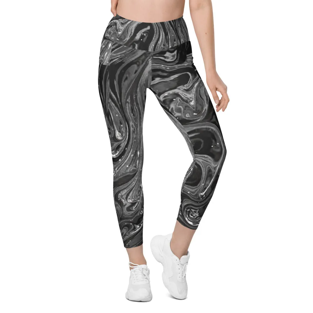 Grey Swirl Leggings with Pockets
