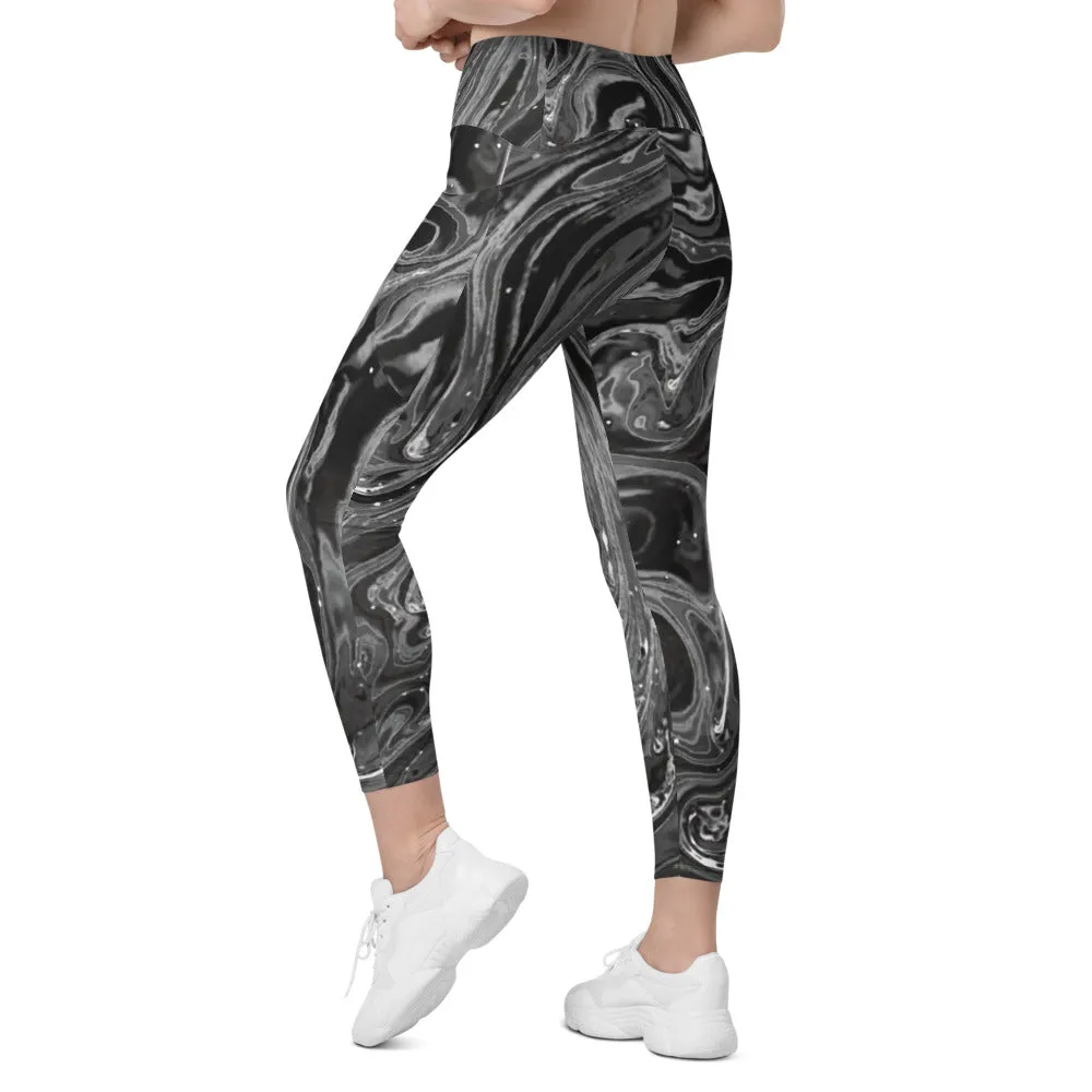 Grey Swirl Leggings with Pockets