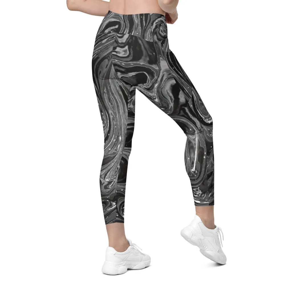 Grey Swirl Leggings with Pockets
