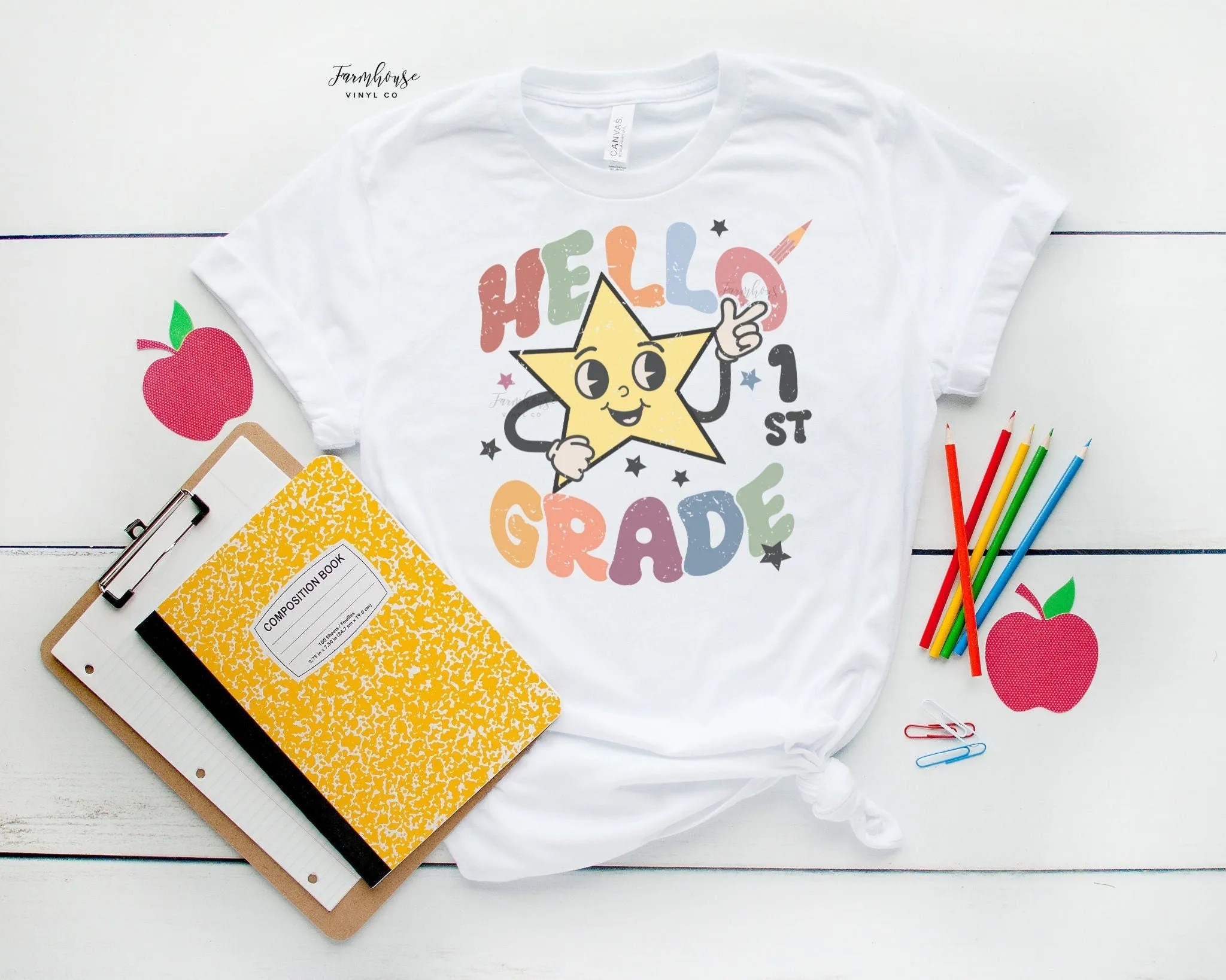 Hello Third Grade Retro Star Shirt