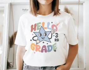 Hello Third Grade Retro Star Shirt