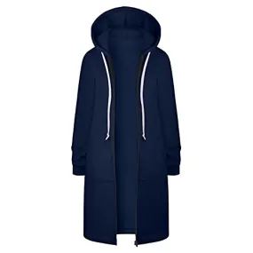 Hoodies for Women Casual Full Zip Up Hoodie Comfortable Womens Long Hoodies Fall Winter Fashion Sweatshirts with Pockets