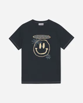 Light Jersey Flower Relaxed T-shirt - Sky Captain