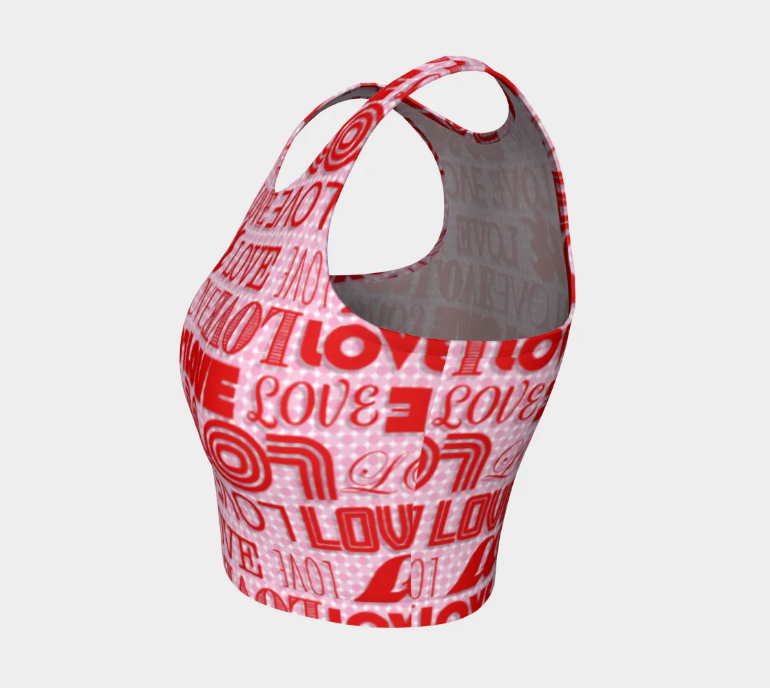 Love Print Athletic Crop Top