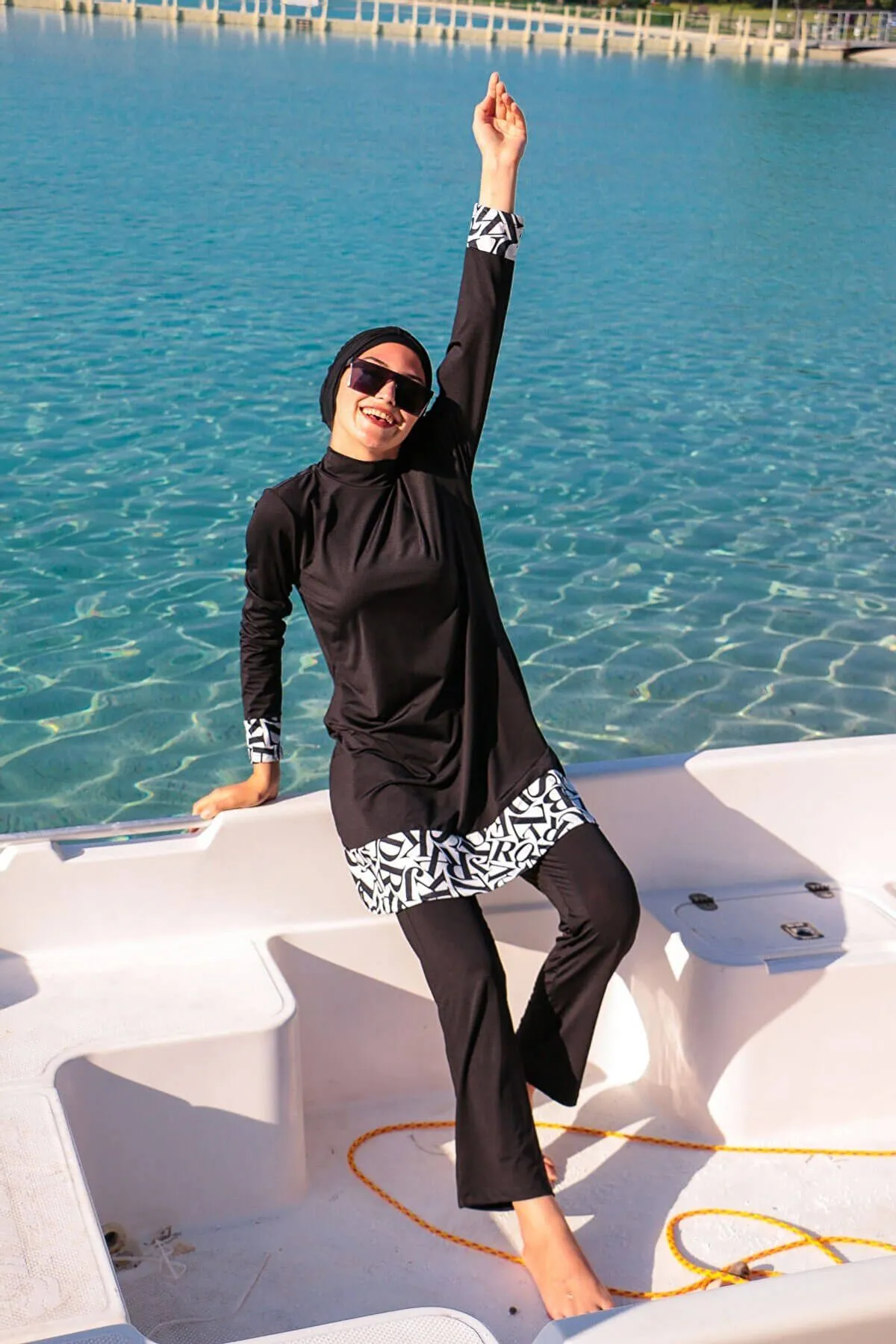 Lycra Black Burkini Modest Swimwear 1977