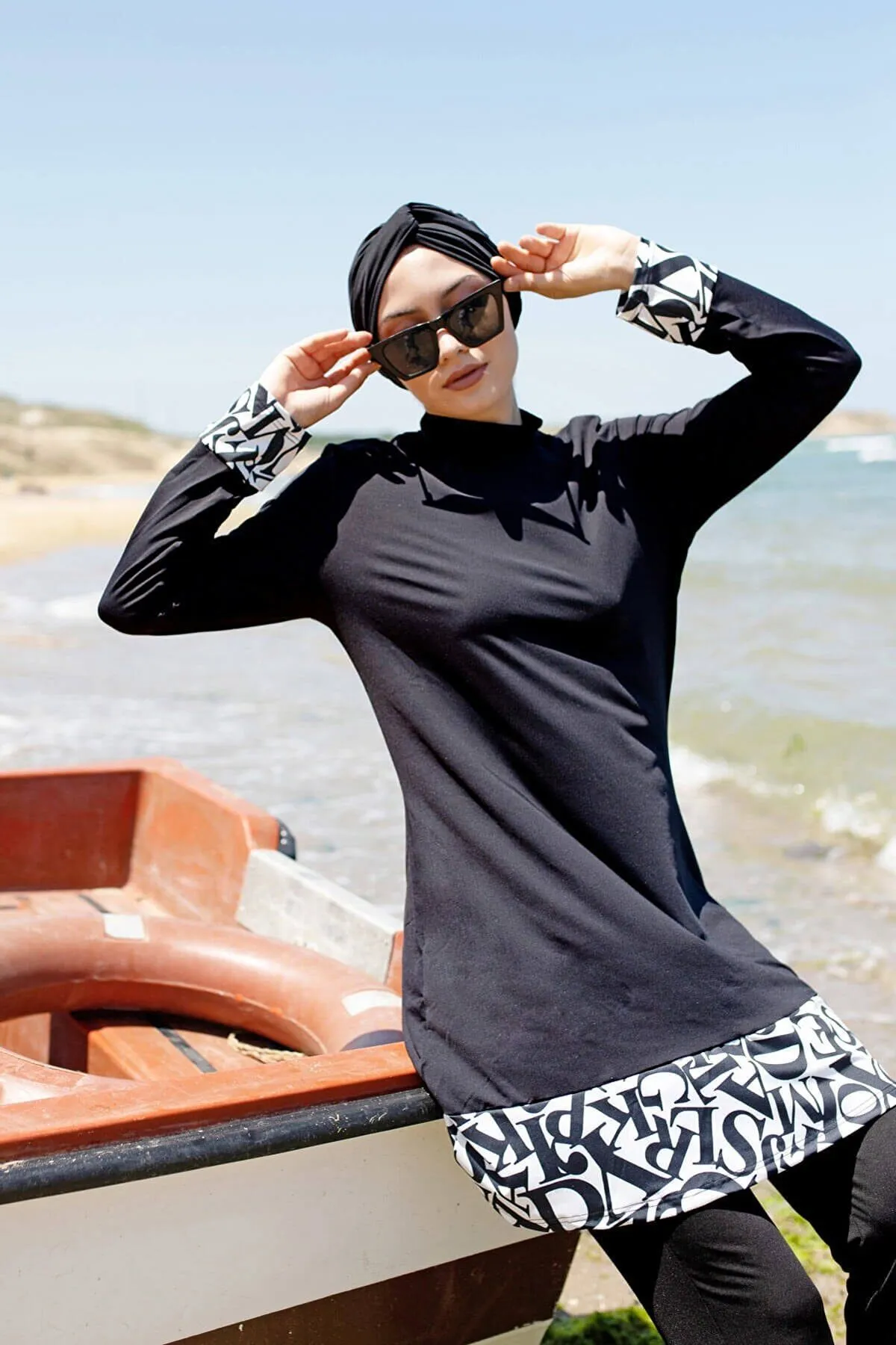 Lycra Black Burkini Modest Swimwear 1977