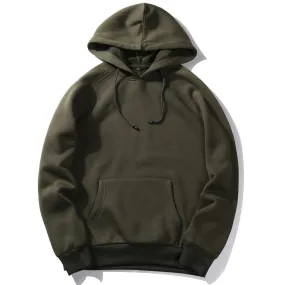 Men Warm Fleece Hoodies Sweatshirts Streetwear