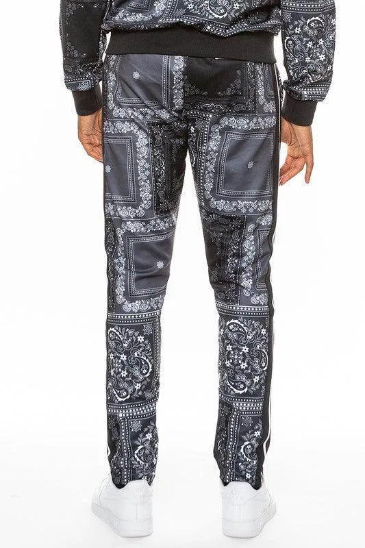 Mens Paisley Bandana Print Track Pants